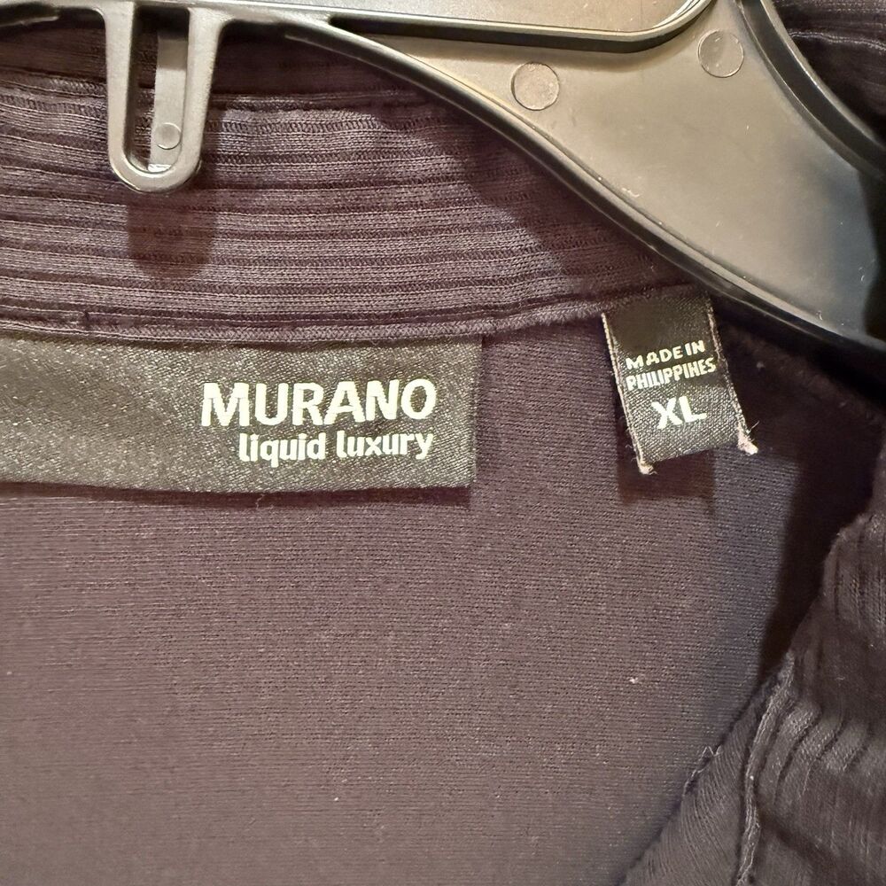 Murano Liquid Luxury XL Black Ribbed 100% Cotton Long Sleeve Polo Shirt Mens - Picture 3 of 8